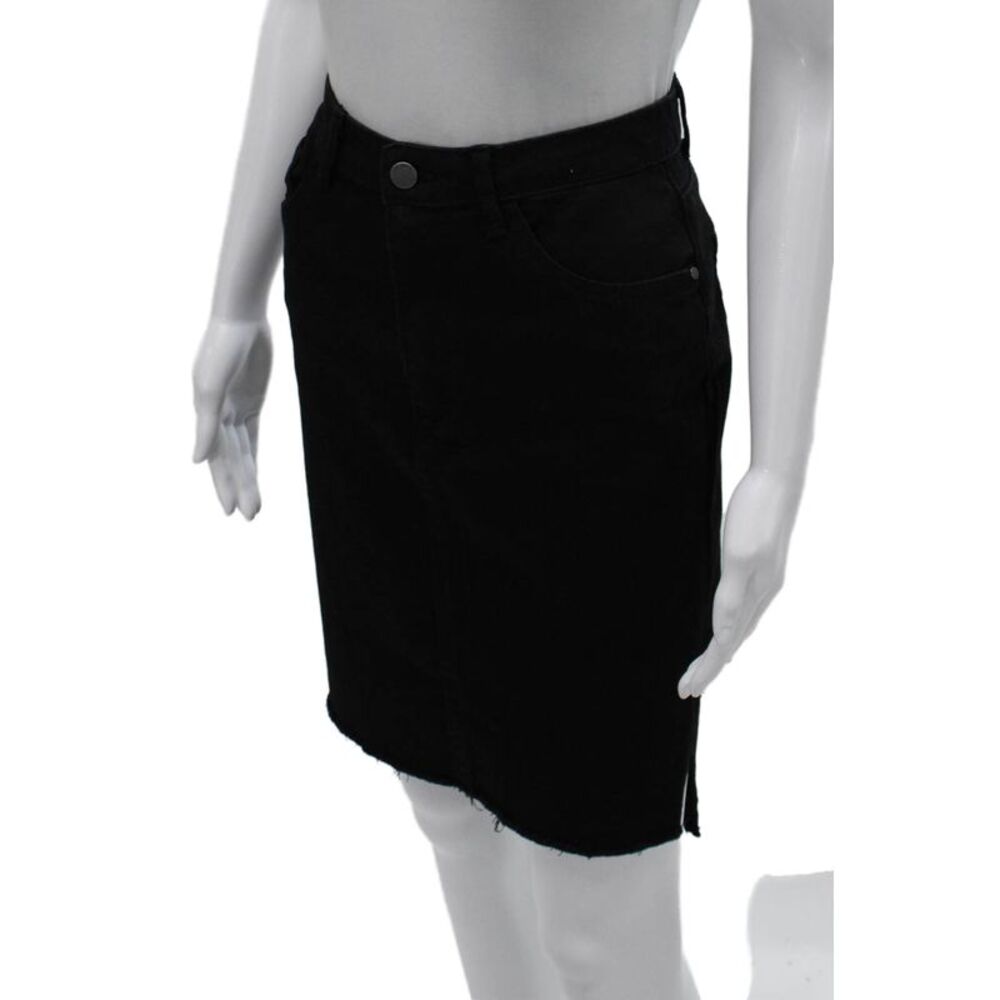 Black Label Womens Straight Pencil Skirt Black Button Cotton Blend Size L - Picture 2 of 7